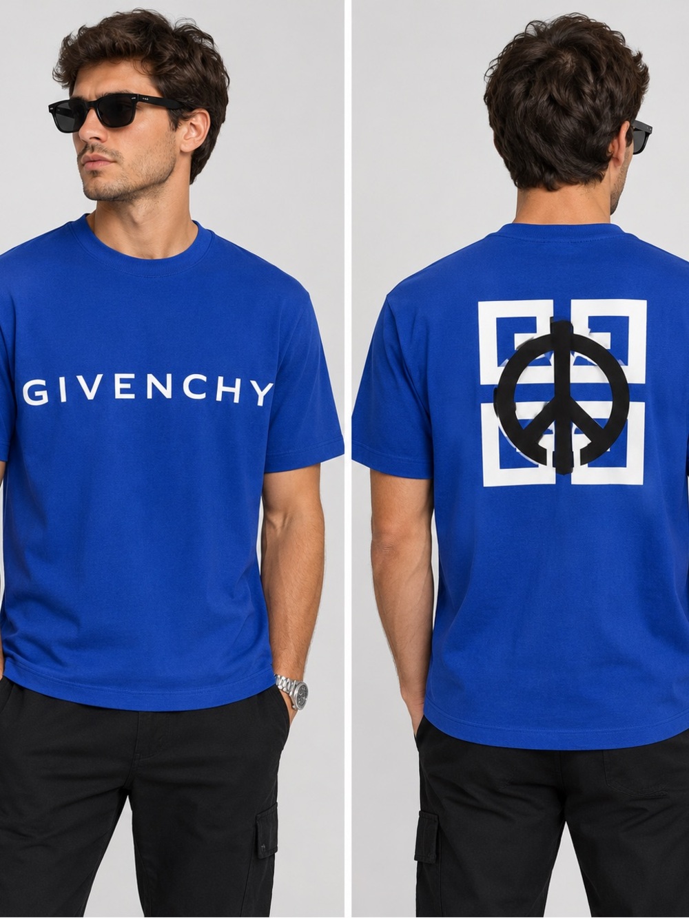 Givenchy Royal Blue Tee with Graphic Design